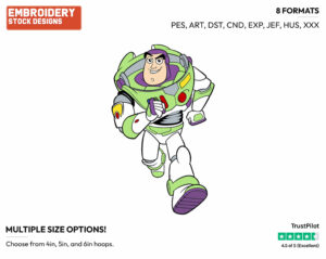 Buzz Running - Disney's Toy Story - Embroidery Design in 3 sizes & 8 formats