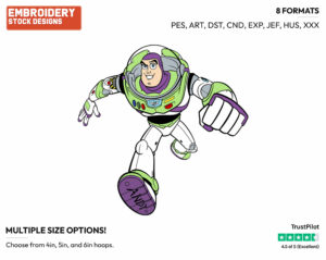 Buzz Running - Disney's Toy Story - Embroidery Design in 3 sizes & 8 formats