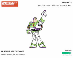 Buzz Pointing - Disney's Toy Story - Embroidery Design in 3 sizes & 8 formats