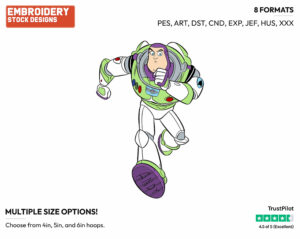 Buzz Running - Disney's Toy Story - Embroidery Design in 3 sizes & 8 formats