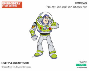 Buzz - Disney's Toy Story - Embroidery Design in 3 sizes & 8 formats