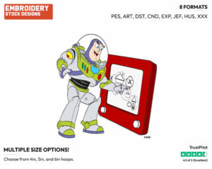 Buzz, Etch A Sketch - Disney's Toy Story - Embroidery Design in 3 sizes & 8 formats