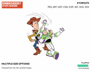 Woody Using Buzz's Karate Chop - Disney's Toy Story - Embroidery Design in 3 sizes & 8 formats