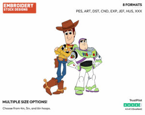 Buzz Lightyear, Woody - Disney's Toy Story - Embroidery Design in 3 sizes & 8 formats
