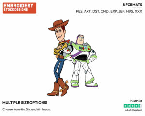 Woody, Buzz Posing - Disney's Toy Story - Embroidery Design in 3 sizes & 8 formats