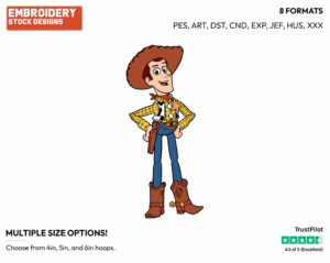 Woody With His Hands On His Hips - Disney's Toy Story - Embroidery Design in 3 sizes & 8 formats