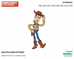 Woody Tipping His Hat - Disney's Toy Story - Embroidery Design in 3 sizes & 8 formats
