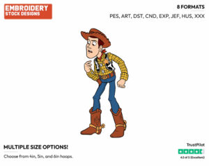 Woody - Disney's Toy Story - Embroidery Design in 3 sizes & 8 formats