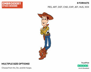 Woody - Disney's Toy Story - Embroidery Design in 3 sizes & 8 formats