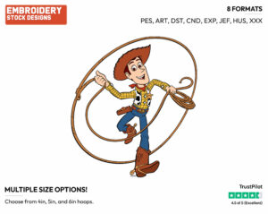 Woody, Lasso - Disney's Toy Story - Embroidery Design in 3 sizes & 8 formats