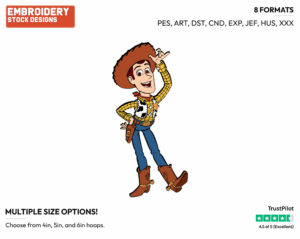 Woody - Disney's Toy Story - Embroidery Design in 3 sizes & 8 formats
