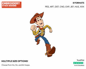 Woody Running - Disney's Toy Story - Embroidery Design in 3 sizes & 8 formats