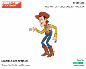 Woody - Disney's Toy Story - Embroidery Design in 3 sizes & 8 formats
