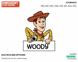 Woody - Disney's Toy Story - Embroidery Design in 3 sizes & 8 formats