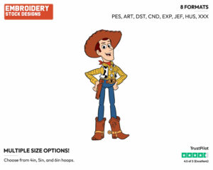 Woody - Disney's Toy Story - Embroidery Design in 3 sizes & 8 formats