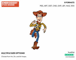 Woody Running - Disney's Toy Story - Embroidery Design in 3 sizes & 8 formats