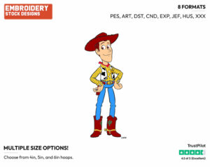 Woody - Disney's Toy Story - Embroidery Design in 3 sizes & 8 formats
