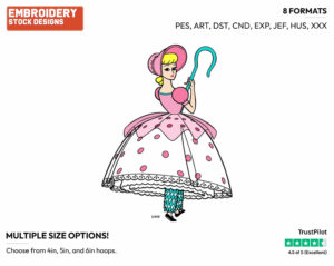 Bo Peep - Disney's Toy Story - Embroidery Design in 3 sizes & 8 formats