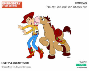 Bullseye Licking Woody - Disney's Toy Story - Embroidery Design in 3 sizes & 8 formats