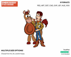 Bullseye, Woody - Disney's Toy Story - Embroidery Design in 3 sizes & 8 formats