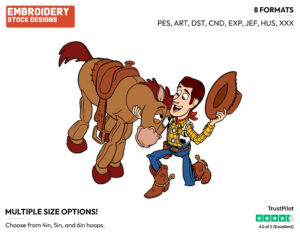 Bullseye, Woody - Disney's Toy Story - Embroidery Design in 3 sizes & 8 formats