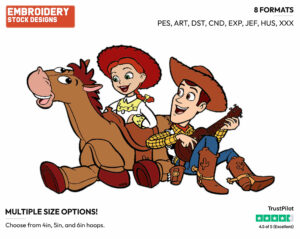 Bullseye, Jessie, Woody - Disney's Toy Story - Embroidery Design in 3 sizes & 8 formats