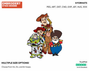 Bullseye, Jessie, Buzz, Woody, Stinky Pete - Disney's Toy Story - Embroidery Design in 3 sizes & 8 formats