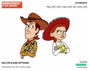 Jessie, Woody - Disney's Toy Story - Embroidery Design in 3 sizes & 8 formats