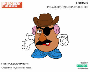 Mr. Potato Head Bandit - Disney's Toy Story - Embroidery Design in 3 sizes & 8 formats