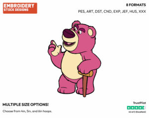 Lotso - Disney's Toy Story - Embroidery Design in 3 sizes & 8 formats