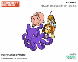 Stretch, Hamm, Slinky - Disney's Toy Story - Embroidery Design in 3 sizes & 8 formats