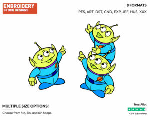 Aliens - Disney's Toy Story - Embroidery Design in 3 sizes & 8 formats