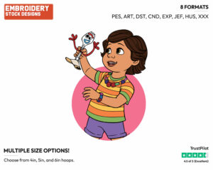 Bonnie Playing With Forky - Disney's Toy Story - Embroidery Design in 3 sizes & 8 formats