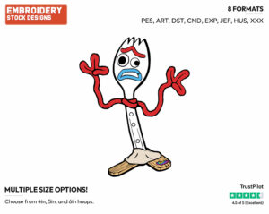Forky - Disney's Toy Story - Embroidery Design in 3 sizes & 8 formats