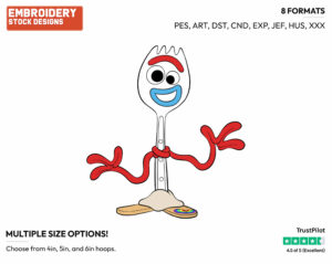 Forky - Disney's Toy Story - Embroidery Design in 3 sizes & 8 formats