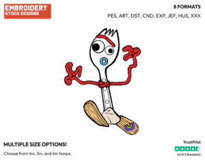 Forky Running - Disney's Toy Story - Embroidery Design in 3 sizes & 8 formats