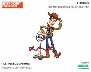 Woody, Forky - Disney's Toy Story - Embroidery Design in 3 sizes & 8 formats