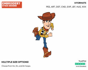 Woody Running - Disney's Toy Story - Embroidery Design in 3 sizes & 8 formats
