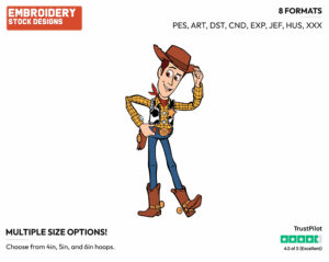 Woody - Disney's Toy Story - Embroidery Design in 3 sizes & 8 formats