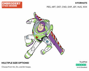 Buzz Lightyear Flying With Wings - Disney's Toy Story - Embroidery Design in 3 sizes & 8 formats