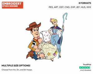 Bo Peep's Sheep Greeting Woody - Disney's Toy Story - Embroidery Design in 3 sizes & 8 formats