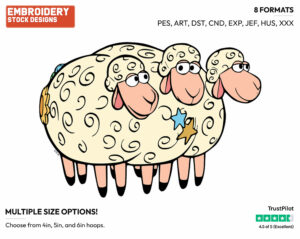 Bo Peep's Sheep Billy, Goat And Gruff - Disney's Toy Story - Embroidery Design in 3 sizes & 8 formats
