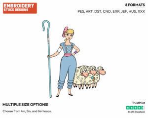 Bo Peep With Her Sheep - Disney's Toy Story - Embroidery Design in 3 sizes & 8 formats
