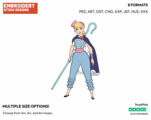 Bo Peep Wearing Cape - Disney's Toy Story - Embroidery Design in 3 sizes & 8 formats