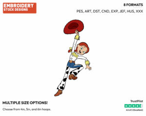 Jessie Cheering - Disney's Toy Story - Embroidery Design in 3 sizes & 8 formats
