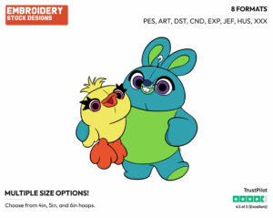 Bunny And Ducky - Disney's Toy Story - Embroidery Design in 3 sizes & 8 formats