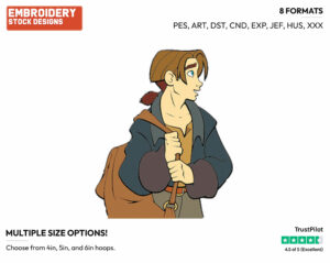 Jim Hawkins - Disney's Treasure Planet - Embroidery Design in 3 sizes & 8 formats