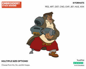 John Silver - Disney's Treasure Planet - Embroidery Design in 3 sizes & 8 formats