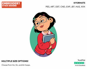 Mei Lee With Black Hair - Disney's Turning Red - Embroidery Design in 3 sizes & 8 formats