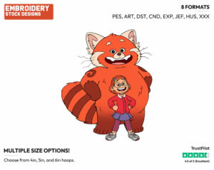 Mei Lee Standing In Front Of Herself As A Panda - Disney's Turning Red - Embroidery Design in 3 sizes & 8 formats